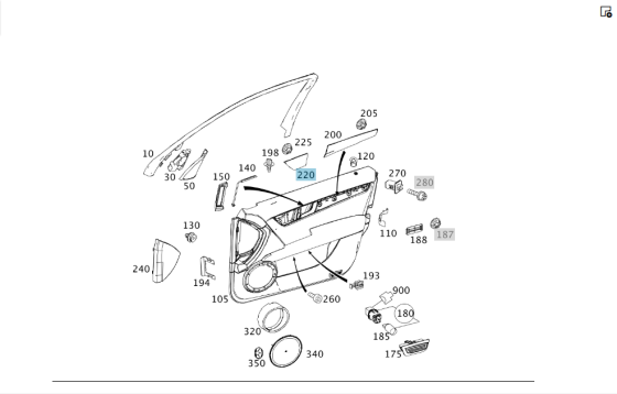 Mercedes-Benz  A2047203522 9D57 Дерев'яна декоративна накладка лівих передніх дверей з функцією пам'яті сидіння Авангард C-Class Estate S204 Одеса