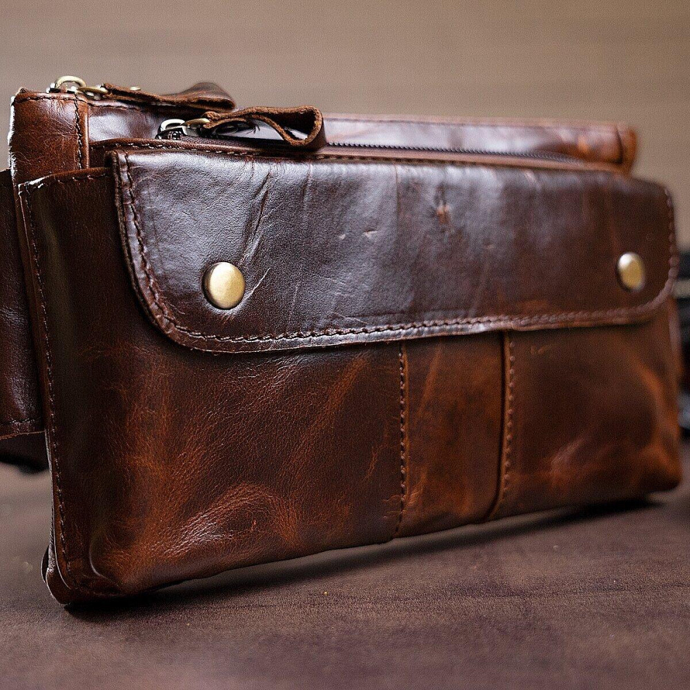 Поясная cумка мужская Vintage 14815 Коричневая Киев - изображение 8