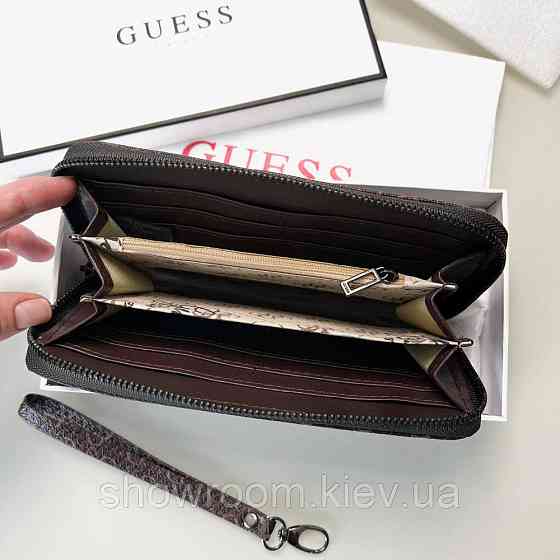 Жіночий гаманець на змійці Guess (7595) коричневий Київ