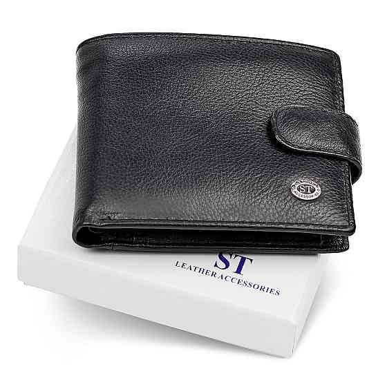 Класичне чоловіче портмоне з натуральної шкіри ST Leather ST102 Чорний Київ