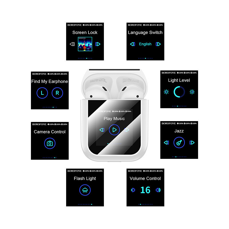 Беспроводные наушники BOROFONE BW86 Brocade true wireless BT headset with touch screen White Одесса - изображение 7