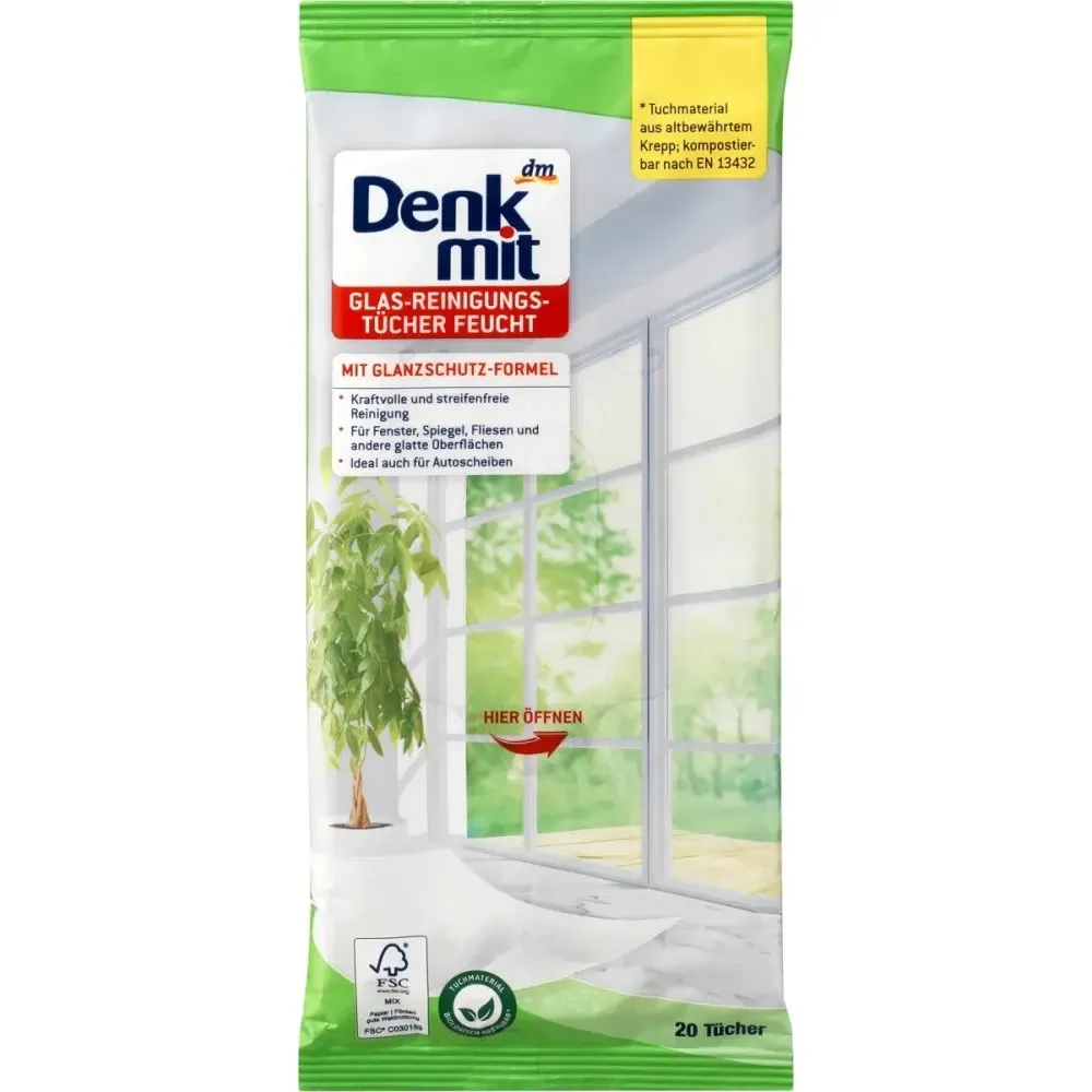 Вологі серветки для очищення скла Denkmit 20 шт. Львів - фото 1