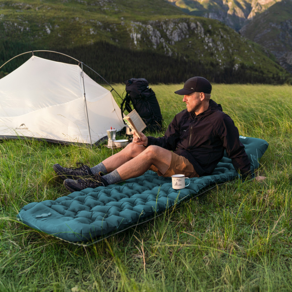 Матрас надувной одинарный Naturehike CNK2550WS019, 65 мм, со встроенной помпой, синий Ровно - изображение 3