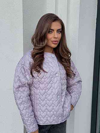 Женская повседневная куртка с сердечками на кнопках плащевка Лаке на силиконе Серый Одесса