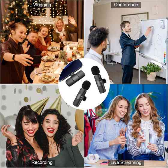 Комплект микрофонов петличных Bluetooth микрофон петличный с шумопоглощением 2 шт (Type-C) Киев