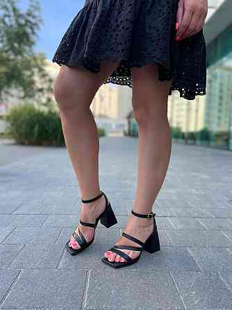 SANTINI Зручні босоніжки жіночі чорні шкіряні літні на підборах SANTINI 807381-11 р. 35-40 Коломыя