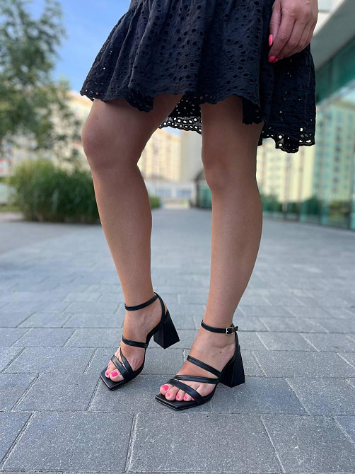 SANTINI Зручні босоніжки жіночі чорні шкіряні літні на підборах SANTINI 807381-11 р. 35-40 Коломыя - изображение 4