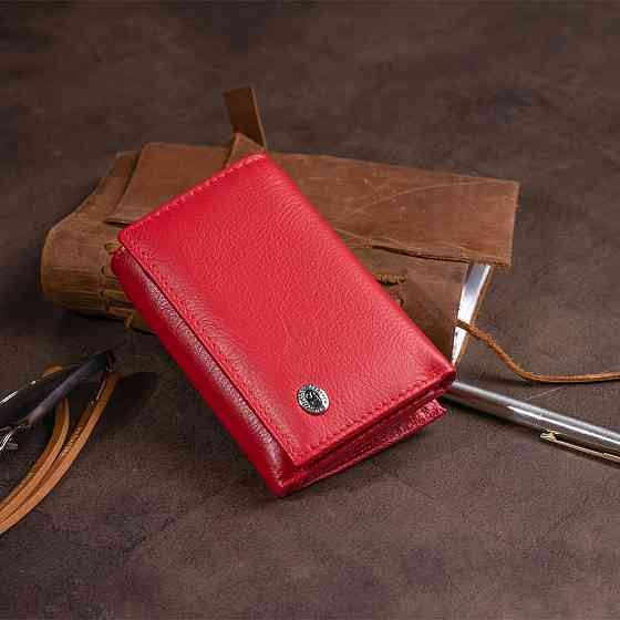 Горизонтальне портмоне зі шкіри жіноче на магніті ST Leather 19335 Червоне Київ