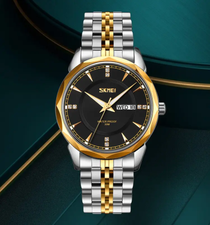 Годинник чоловічий класичний Skmei 9268 (Золотистий з чорним циферблатом) Київ