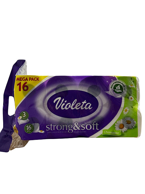 Туалетная бумага Violeta ромашка 16 шт  (рулонов) 3 слоя 120 отрывов Виноградов - изображение 1