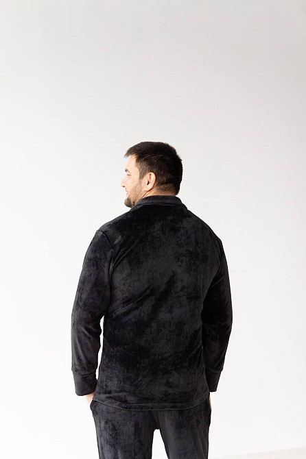 Піжама чоловіча велюрова на ґудзиках Чорний XL Харків - фото 3