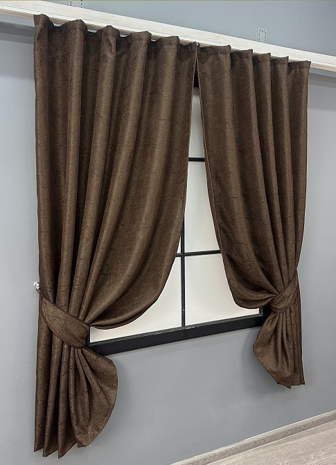 Комплект коротких штор VR-Textil Жакард Viva Marmo № 1783ш Коричневий 130х170 см 2 шт (35-0371) Київ - фото 2