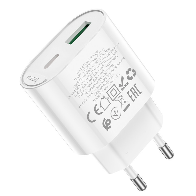 Зарядное устройство HOCO C109A Fighter 20W белое Киев - изображение 1