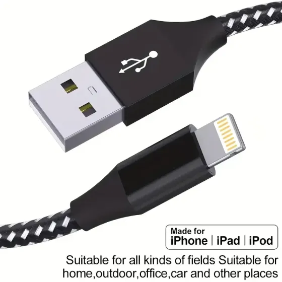 Кабель USB-Lightning 3м для Apple, прочный и гибкий Киев
