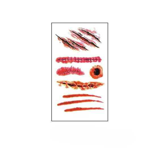 Тату наклейки криваві шрами порізи для Хелловіну 10 на 6 см червоний Київ