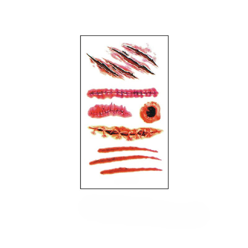 Тату наклейки криваві шрами порізи для Хелловіну 10 на 6 см червоний Київ - фото 1