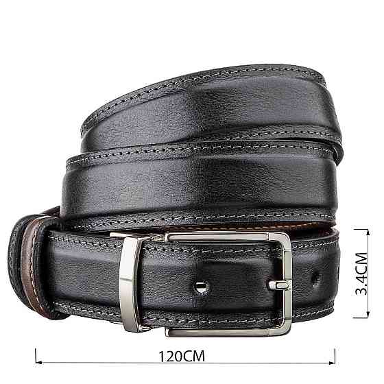 Ремінь брючний двосторонній чоловічий Grande Pelle 11155 Коричневий і Чорний Київ