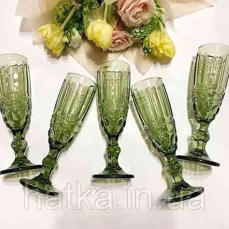 Келих для шампанського Olens «Вінтаж» 180 мл зелене скло для дому та ресторанів 34215-14-1 Київ