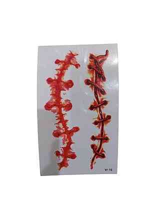 Наклейки тату для Хелловіну з ранами та швами 10 на 6 см червоний Київ