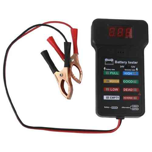 Тестер індикатор стану АКБ 12–24 В із затискачами, РК-дисплей, універсальний, діагностика генератора для авто і зарядки. Київ