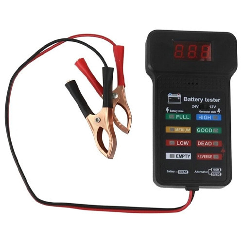 Тестер індикатор стану АКБ 12–24 В із затискачами, РК-дисплей, універсальний, діагностика генератора для авто і зарядки. Київ - фото 2