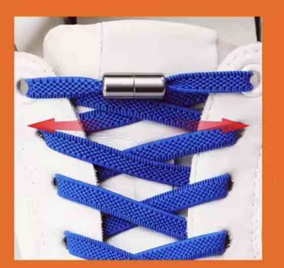 Шнурки еластичні без зав'язок з металевими застібками Синій Смела