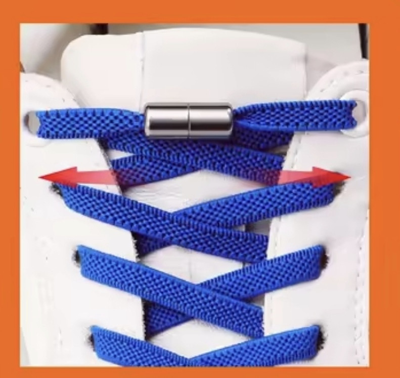 Шнурки еластичні без зав'язок з металевими застібками Синій Смела - изображение 2