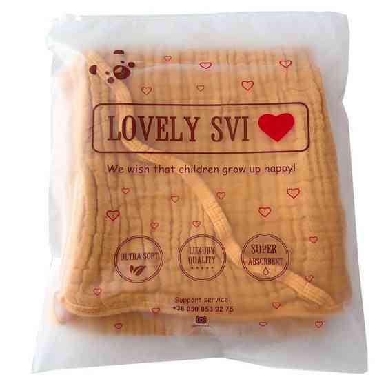 Дитячий рушник з капюшоном Lovely Svi органічна бавовна ( муслін) – 80 x 80 см від 0 до 2 років Жовтий (1901255) Київ