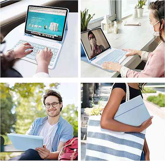 Клавіатура-чохол QWERTZ для iPad 10.9 Air 5 2022 Air 4 2020 Pro 11 2018/2022 з підсвіткою і тримачем для Pencil синій Київ