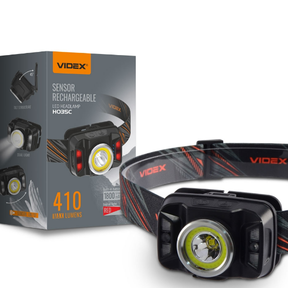 Ліхтарик LED налобний 410Lm 5000К чорний VLF-H035C Videx Житомир