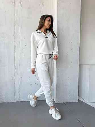 Жіночий повсякденний костюм-двійка: кофта та штани двохнитка-петля Молочний, 54/56 Одеса