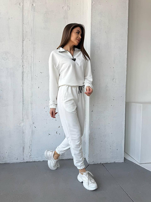 Жіночий повсякденний костюм-двійка: кофта та штани двохнитка-петля Молочний, 54/56 Одеса - фото 6