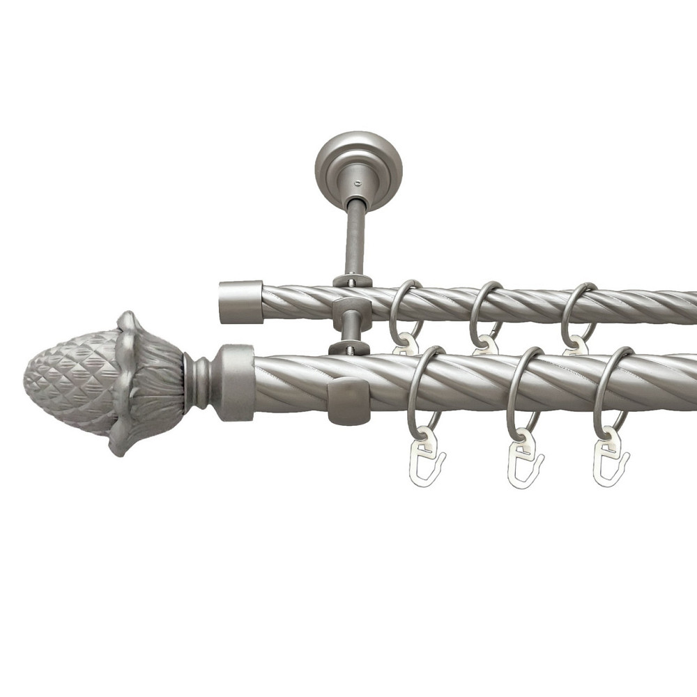 Карниз Orvit Цинара металевий дворядний відкритий скручена труба кільце металеве Сатин 25\16 мм 200 см Львов - изображение 1