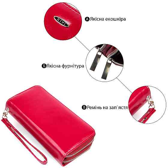 Кошелек женский из гладкой экокожи KIVI 19051 Темно-розовый Киев