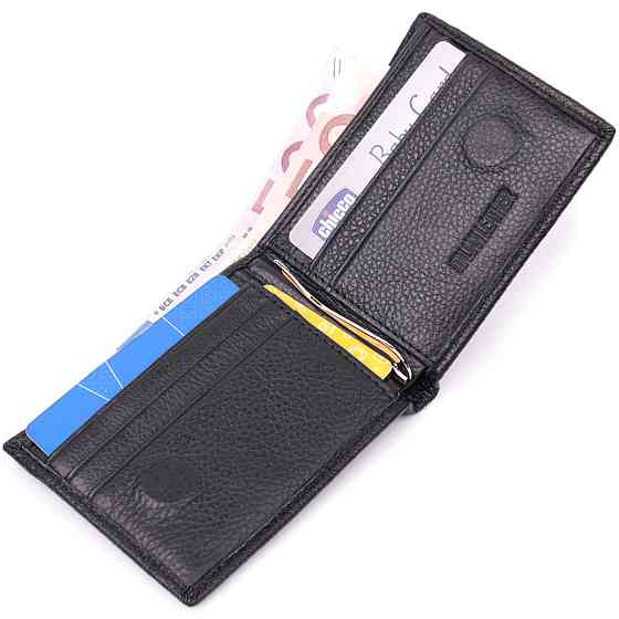 Качественный зажим из натуральной кожи ST Leather 22472 Черный Киев