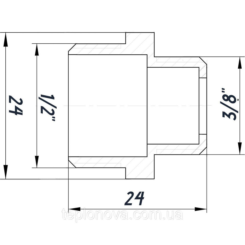 Ниппель редукционный 1/2″х3/8″НН никелированный под прокладку NN322G OPTIMUM Черновцы - изображение 3