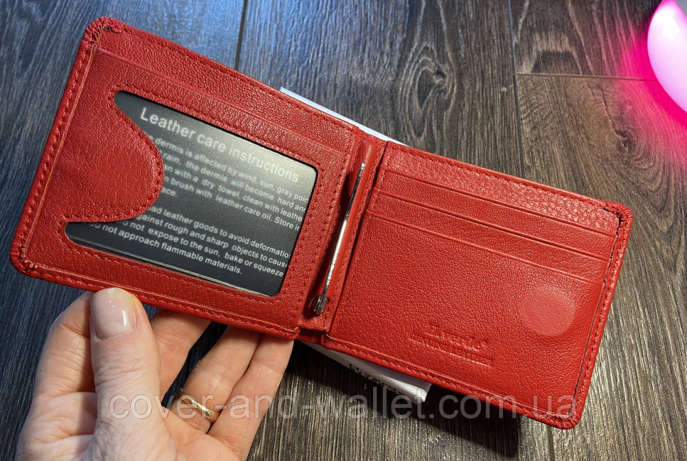 Тонкий жіночий гаманець червоного кольору на магнітах маленького розміру Helen Verde Київ - фото 2