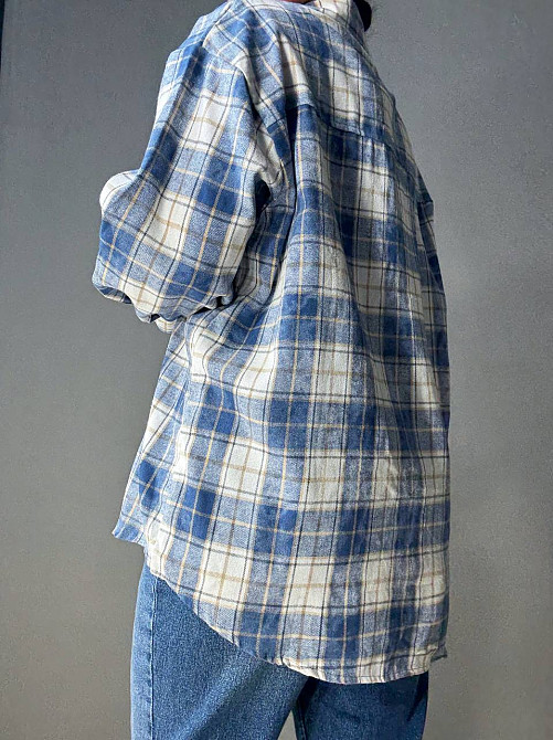 Сорочка жіноча YZY 7765 в клітинку оверсайз широка варена, блакитний, one size Київ - фото 16