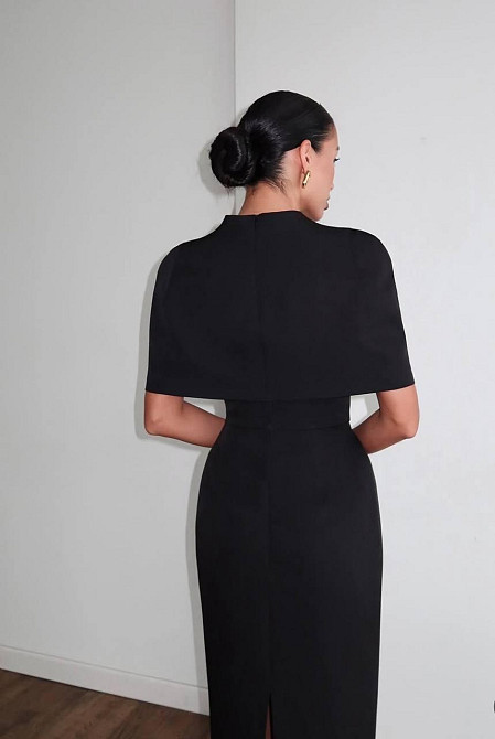 Жіночий елегантний вечірній костюм плаття + накидка костюмка Чорний, 44/46 Одеса - фото 6