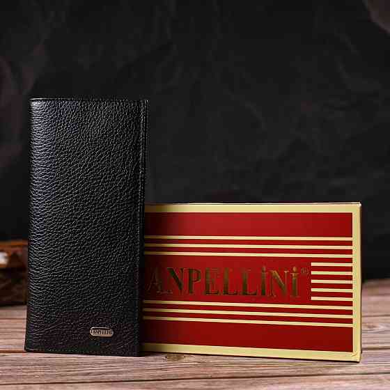 Чоловічий вертикальний гаманець із натуральної шкіри CANPELLINI 21898 Чорний Київ