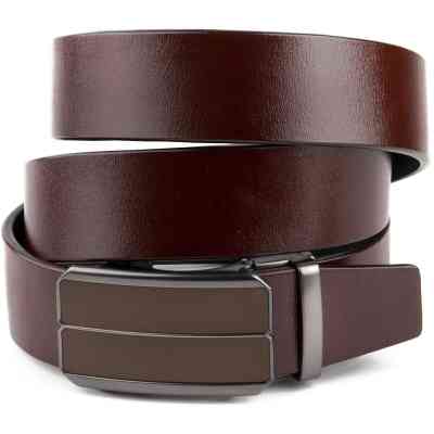 Ремень Vintage Мужской с коричневой вставкой и затемненным металлом Коричневый (20280) Винница