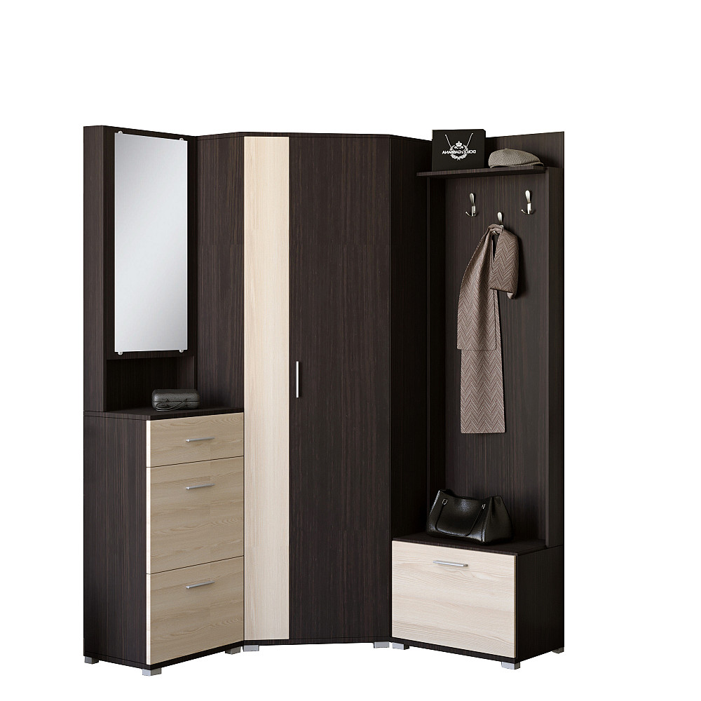 Прихожая Эверест Бриз-3 с угловым шкафом ШКУ-14 (3 элемента) венге + дуб молочный (DTM-2656) Львов - изображение 2