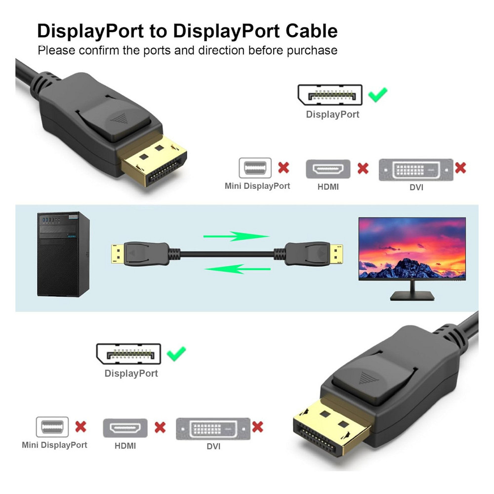 Кабель DisplayPort шнур BENFEI DP to DP 3 м 4K 60 Гц 2K 165 Гц черный с фиксацией поддержка аудио 7.1 Киев - изображение 7