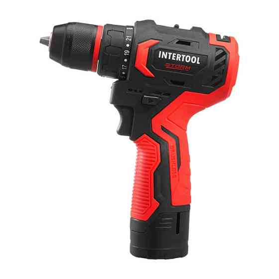 Дриль-шурупокрут акумуляторний, безщітковий двигун, 12 В, 50 Nm, 0-500/0-1900 об/хв, патрон 0,8-10 мм, 2x2,0 Аг INTERTOOL WT-0322 Киев