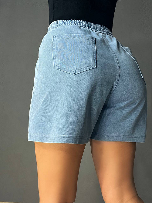 Шорти жіночі джинсові Kenalin 460-4 тенсель тонкі короткі на резинці блакитні, блакитний, 2XL, 2XL, 90 см, 120 см Київ - фото 18