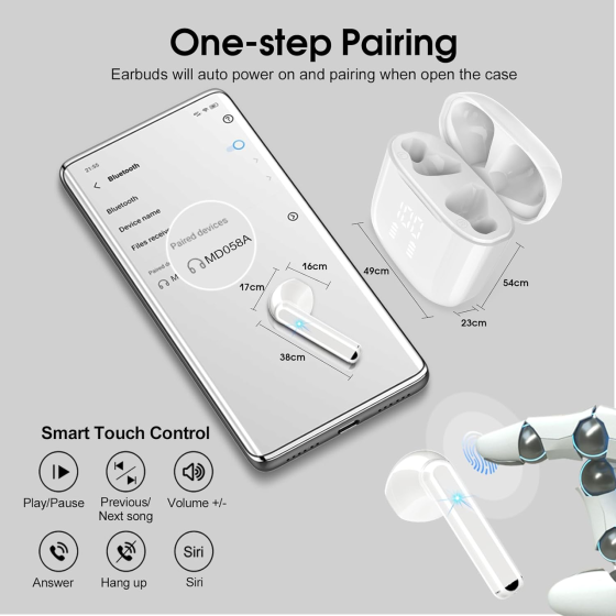 Беспроводные наушники OYIB MD058A Black — Bluetooth 5.3 наушники с 4 микрофонами ENC и LED дисплеем Киев