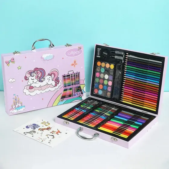 Набор для рисования в кейсе 128 предметов Розовый Коломыя