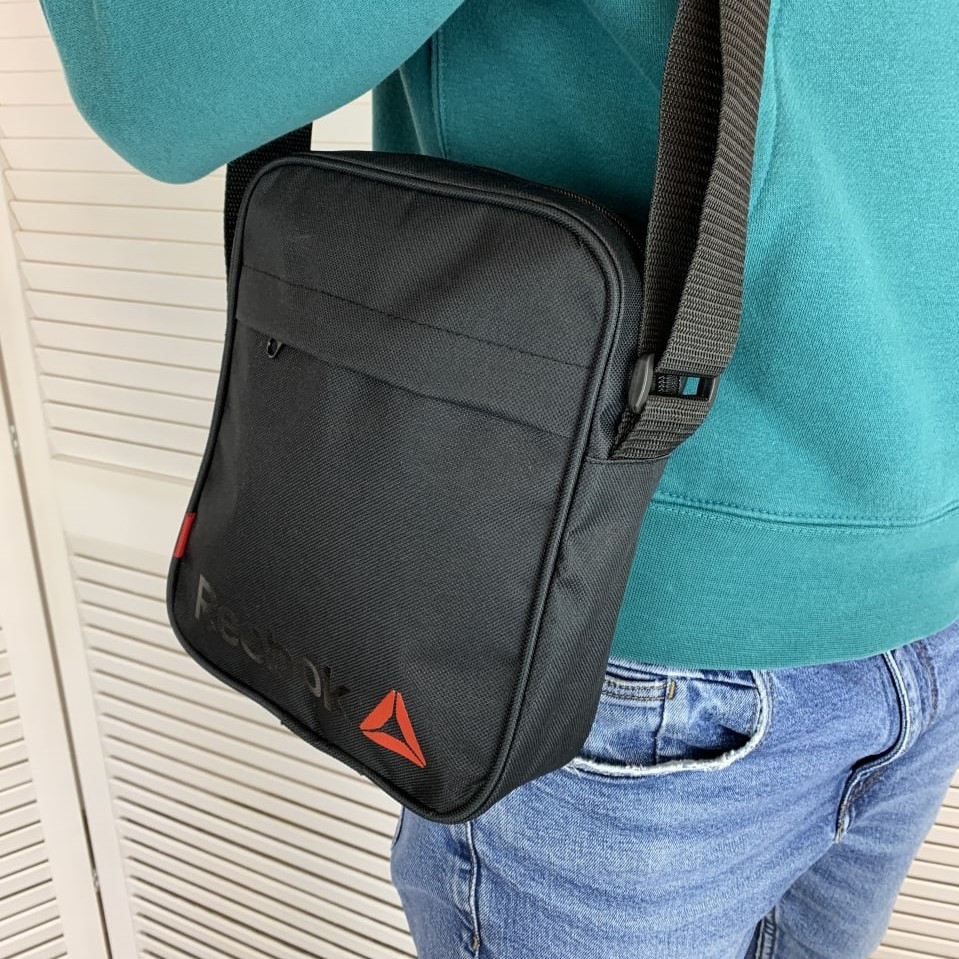 Сумка через плече чоловіча Reebok, барсетка містка на 3 відділення, чорнаMasterSem Київ - фото 3