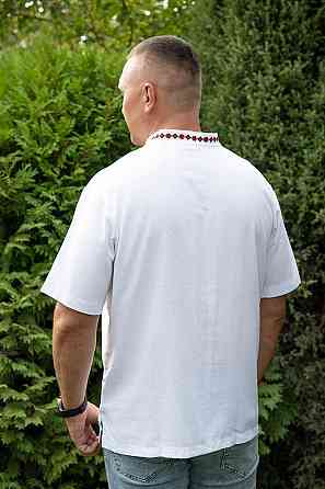 Вишиванка сорочка чоловіча лляна, біла, короткий рукав, лен, вишиванці чоловічі в Україні Київ