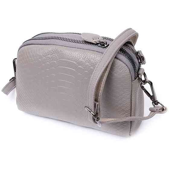 Женская небольшая сумка на два отделения из натуральной кожи Vintage 22801 Серый Киев